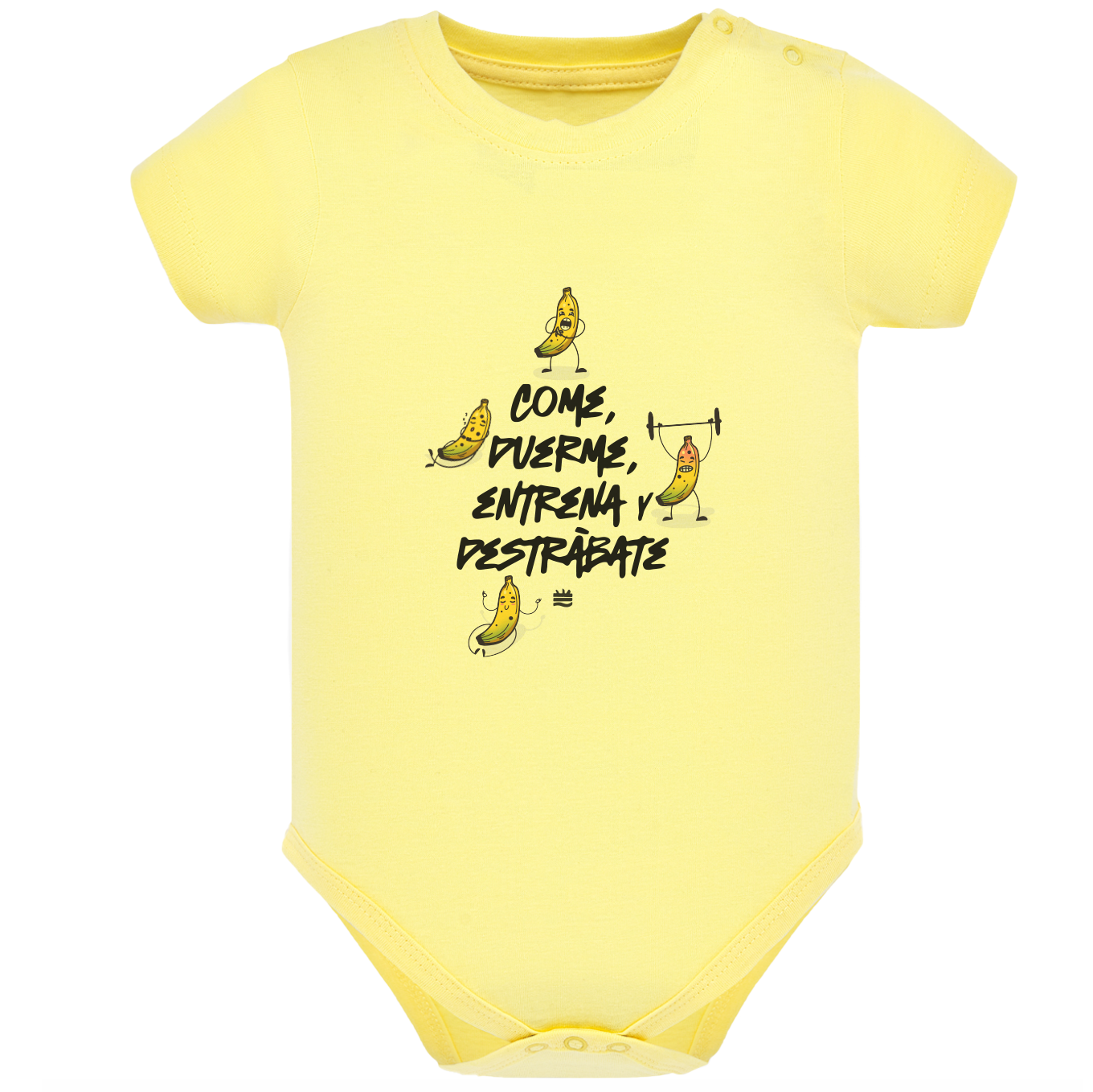 Body de bebé Amarillo ¨Come, duerme, entrena, destrábate¨