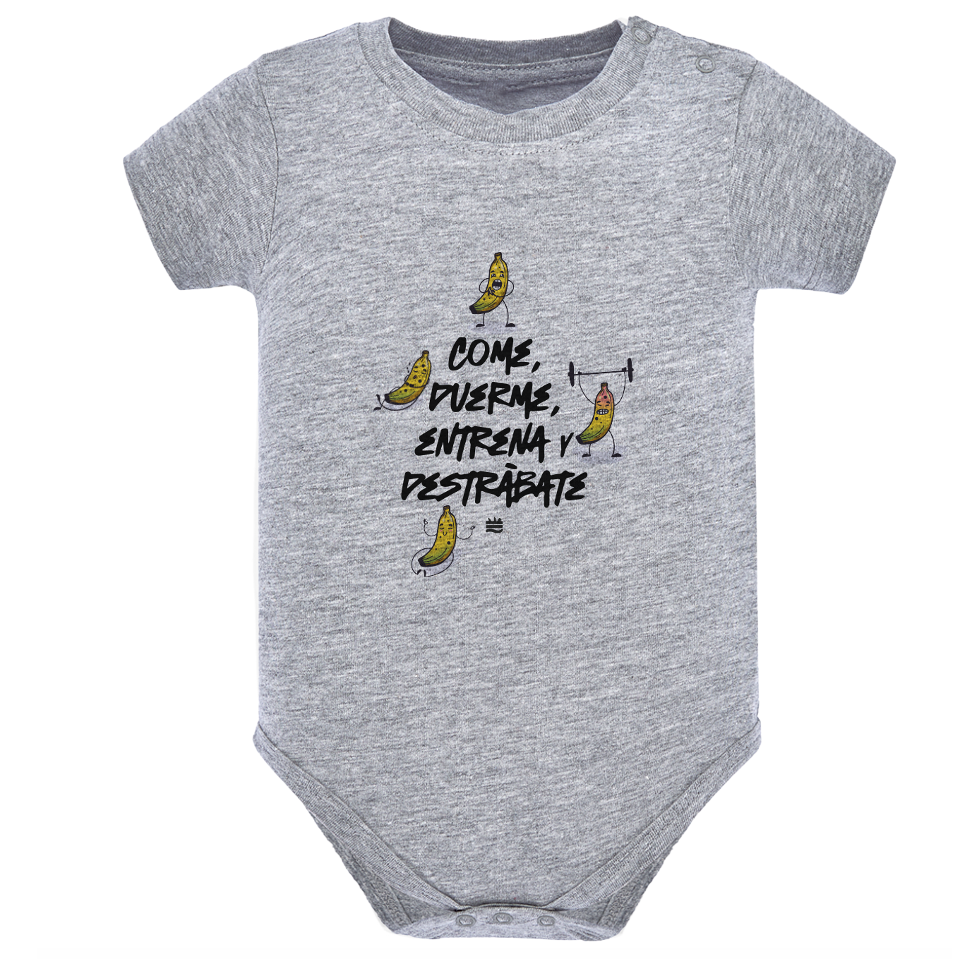 Body de bebé Gris ¨Come, duerme, entrena, destrábate¨