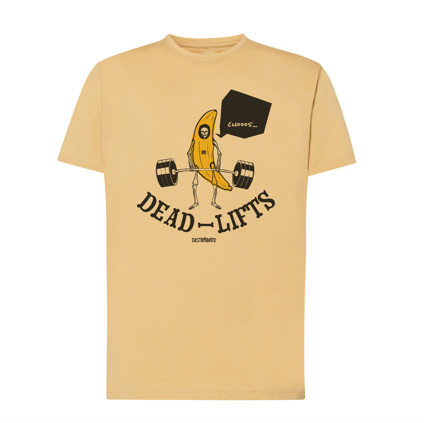 Camiseta corte regular amarilla "Choss, peso muerto"