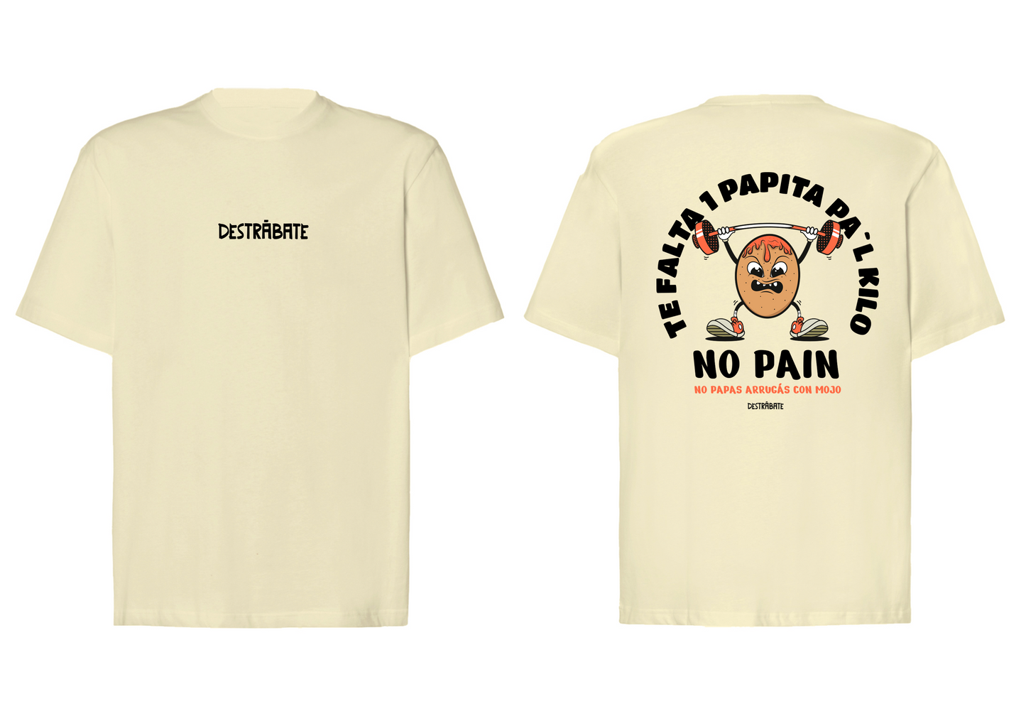 Camiseta oversize bg ''No pain, no papas arrugás con mojo''
