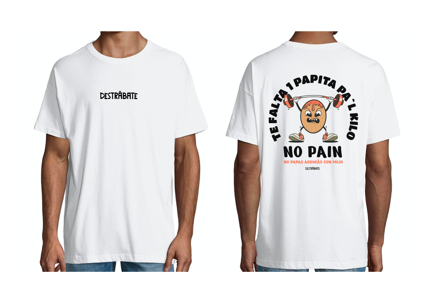 Camiseta oversize bl ''No pain, no papas arrugás con mojo''
