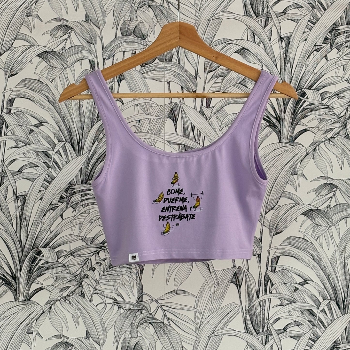 Top sin mangas Talla M violeta ''Come, duerme, entrena y Destrábate''