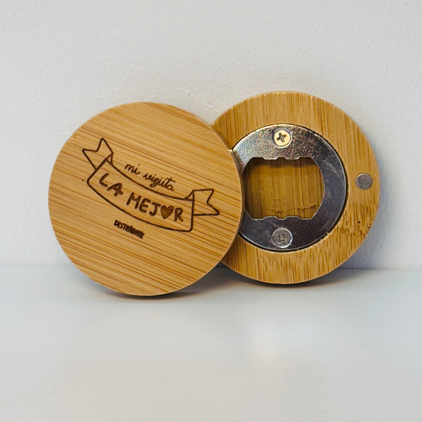 Imán/sacatapas de Bambú "Mi viejita la mejor"