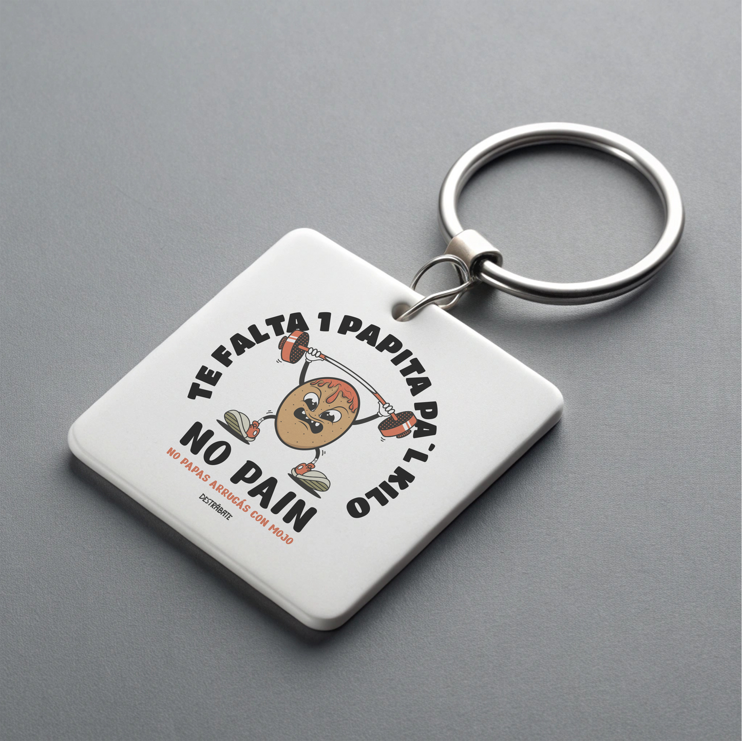 Llavero "No pain, no papas arrugás con mojo"