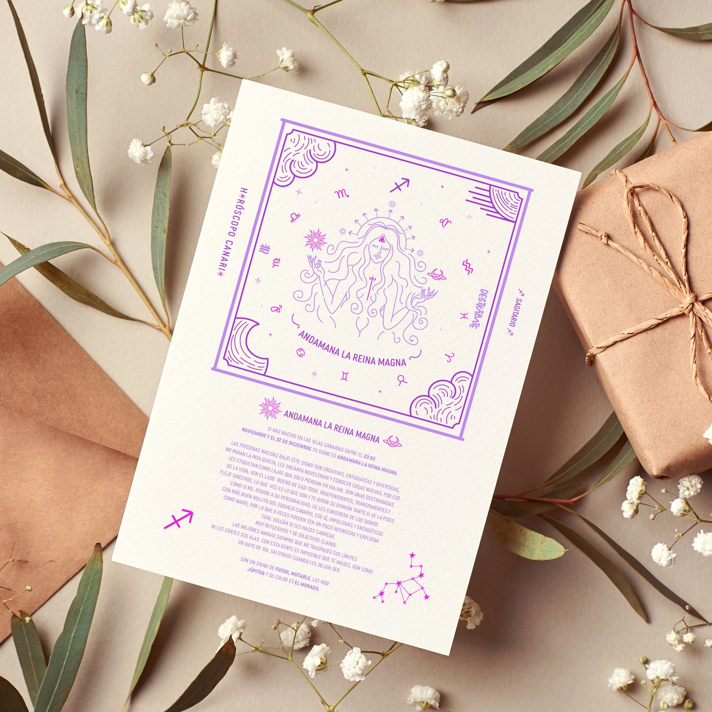 Print Horóscopo Canario "Andama la reina Magna" (Sagitario)