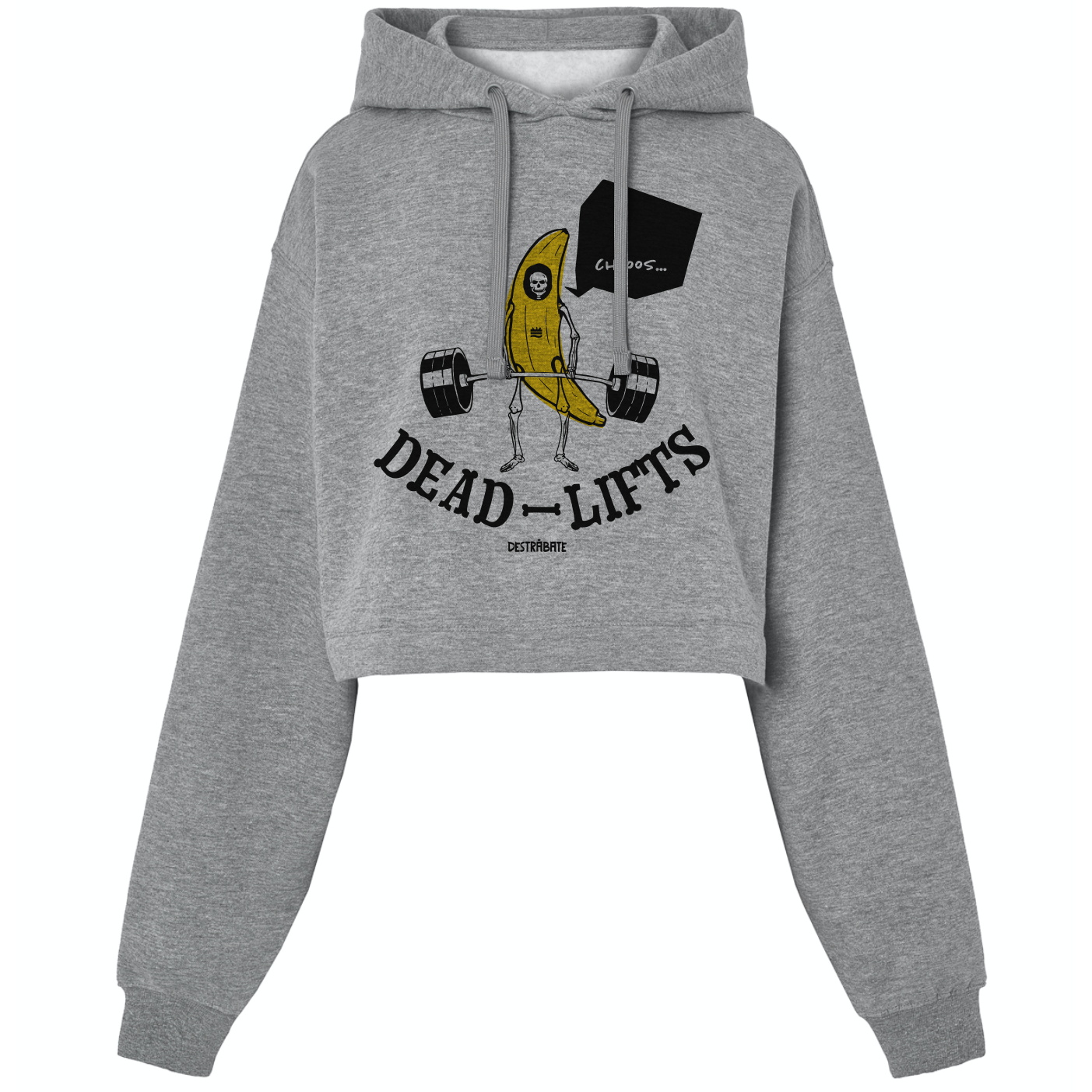 Sudadera crop gris "Choss, peso muerto"