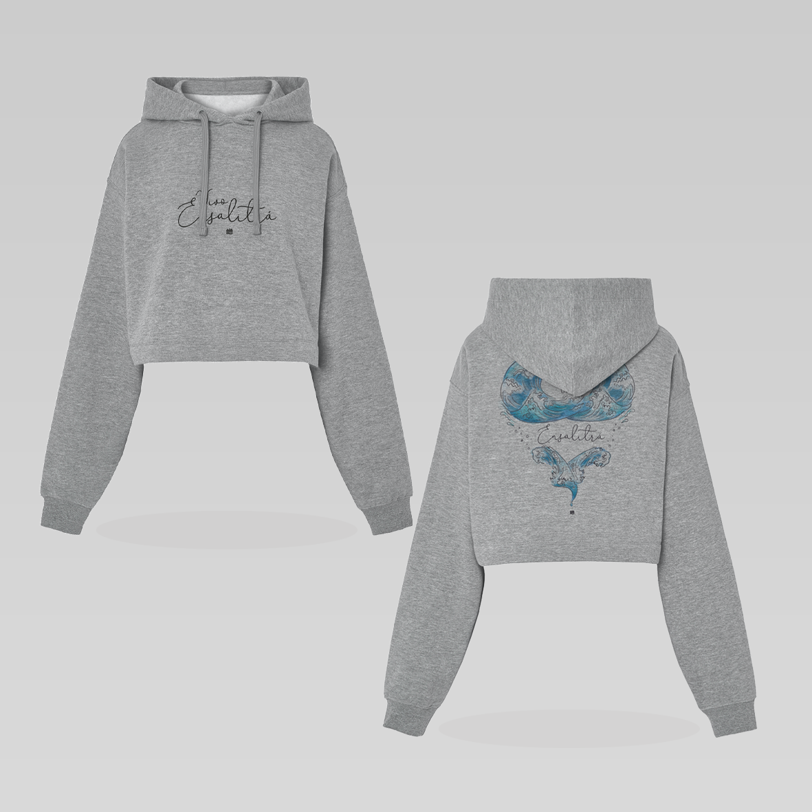 Sudadera crop gris "Vivo ensalitrá"