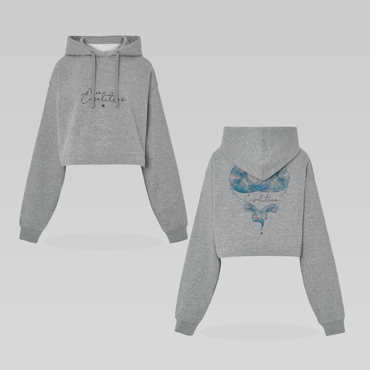 Sudadera crop gris "Vivo ensalitrao"