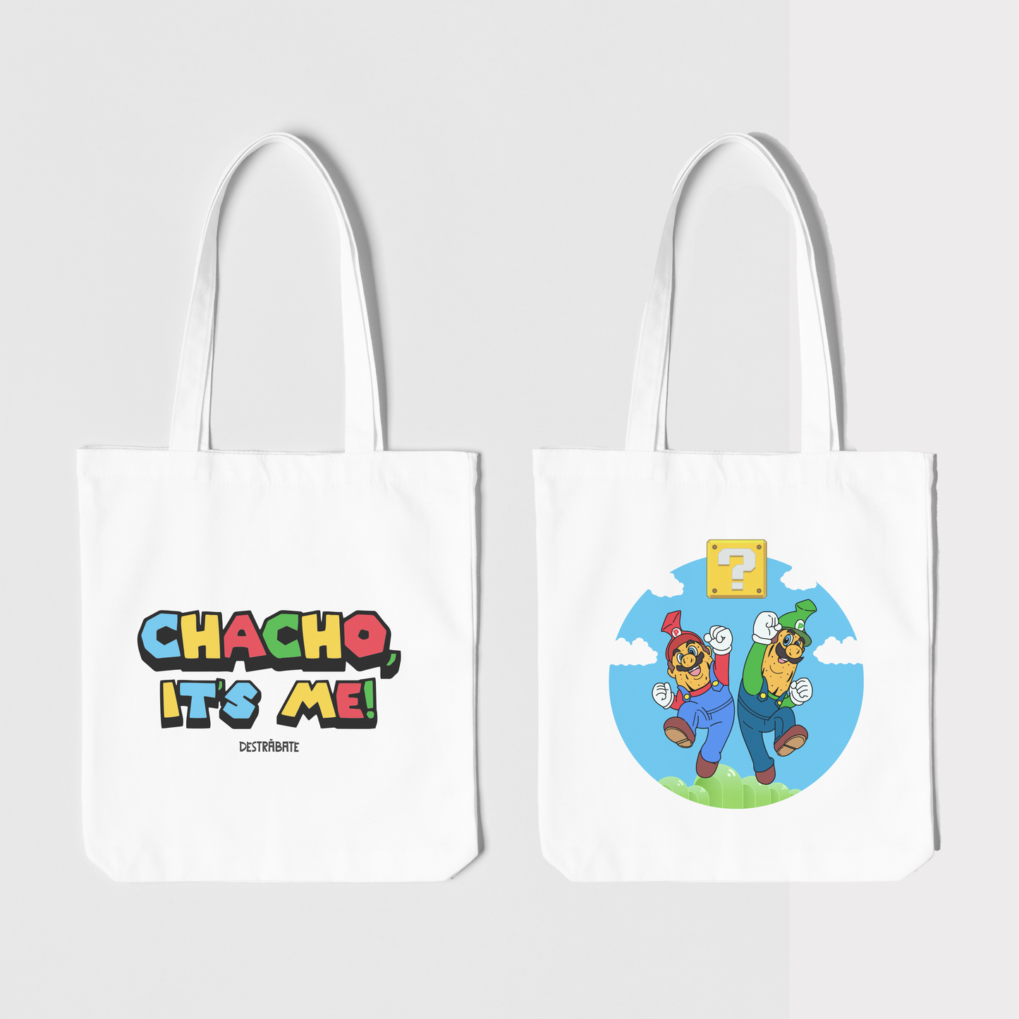 Totebag blanca ''Chacho, It`s me!" Opción 2
