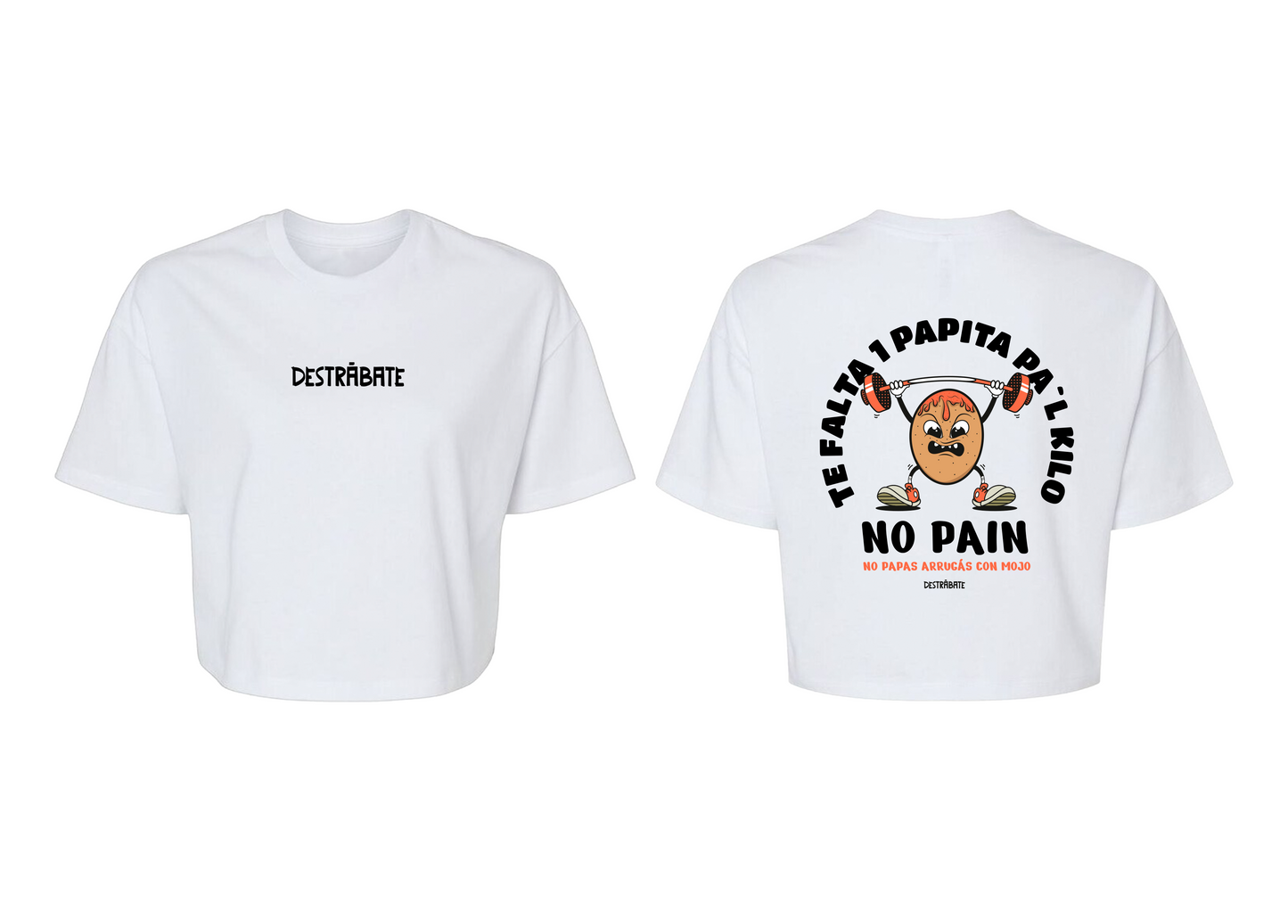 Top con mangas bl ''No pain, no papas arrugás con mojo''