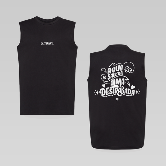 Camiseta regular NG sin manga "Agua salada, alma destrabada"