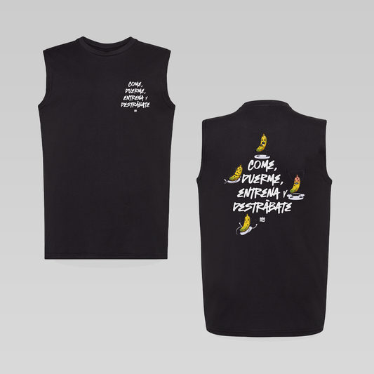 Camiseta regular NG sin manga "Come, duerme, entrena, destrábate"