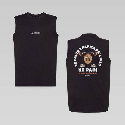 Camiseta regular NG sin manga "No pain, no papas arrugás con mojo"