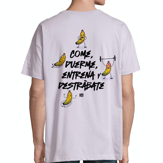 Camiseta oversize vl ''Come, duerme, entrena y destrábate''