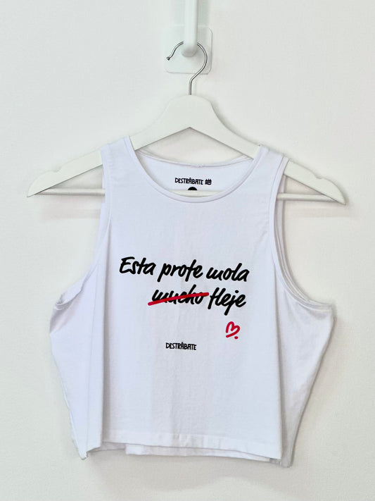 Top BL sin mangas "Esta profe mola fleje" Talla L