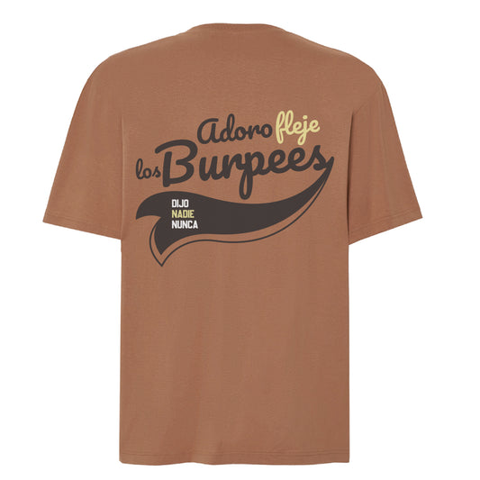 Camiseta Oversize "Adoro Fleje los Burpees (Dijo Nadie Nunca) Terracota