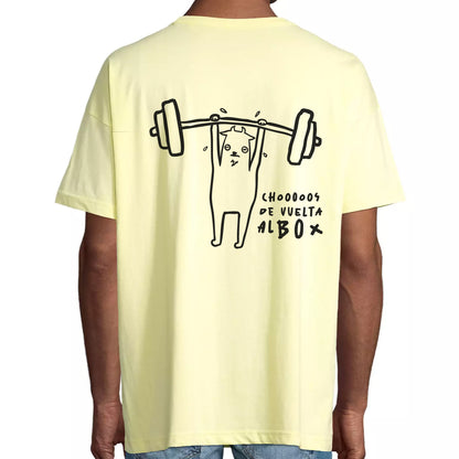 Camiseta Oversize " Chooos de vuelta al box" Beige