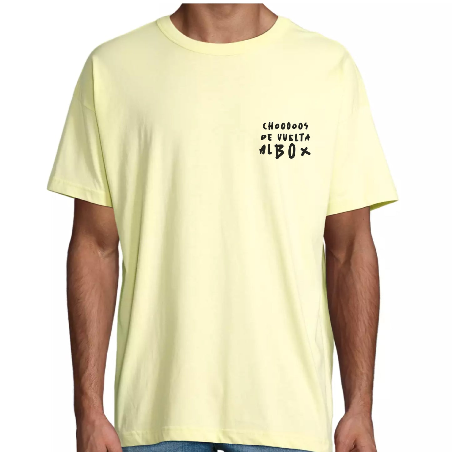 Camiseta Oversize " Chooos de vuelta al box" Beige