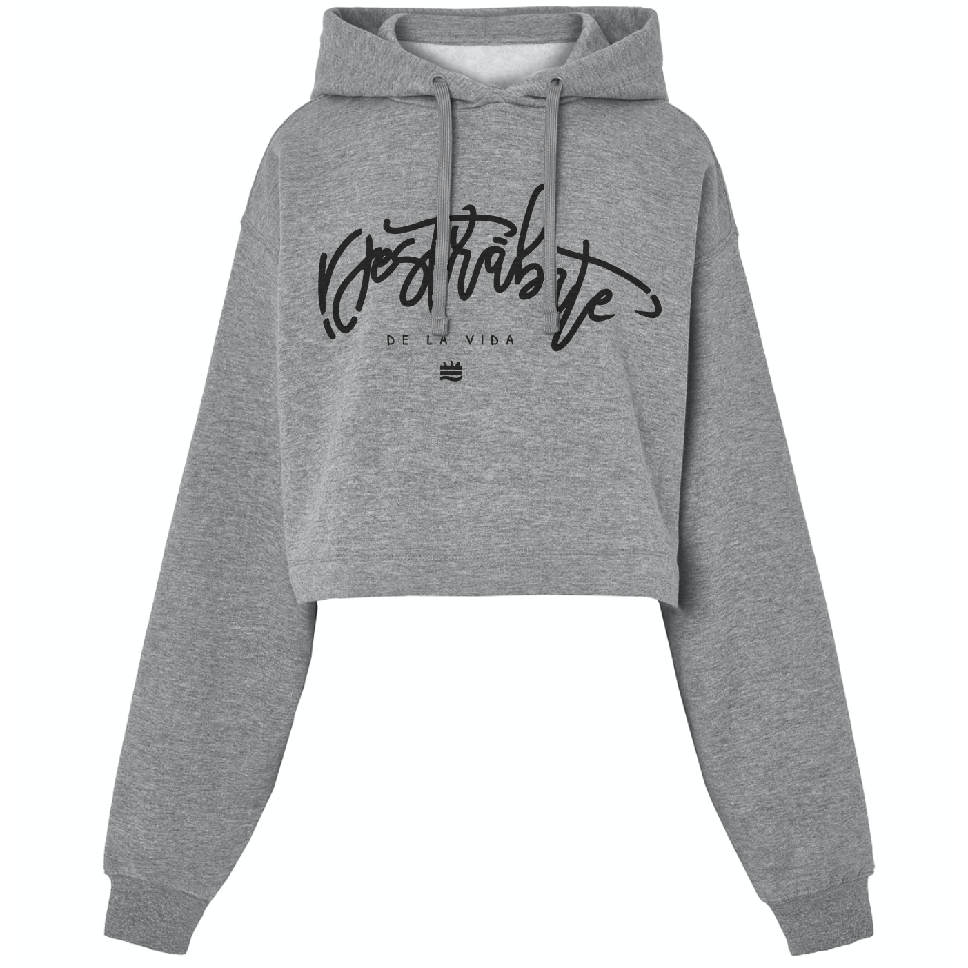 Sudadera crop gris "Destrábate de la vida"