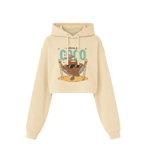 Sudadera Crop Beige "'Agüita de coco" Opción 1