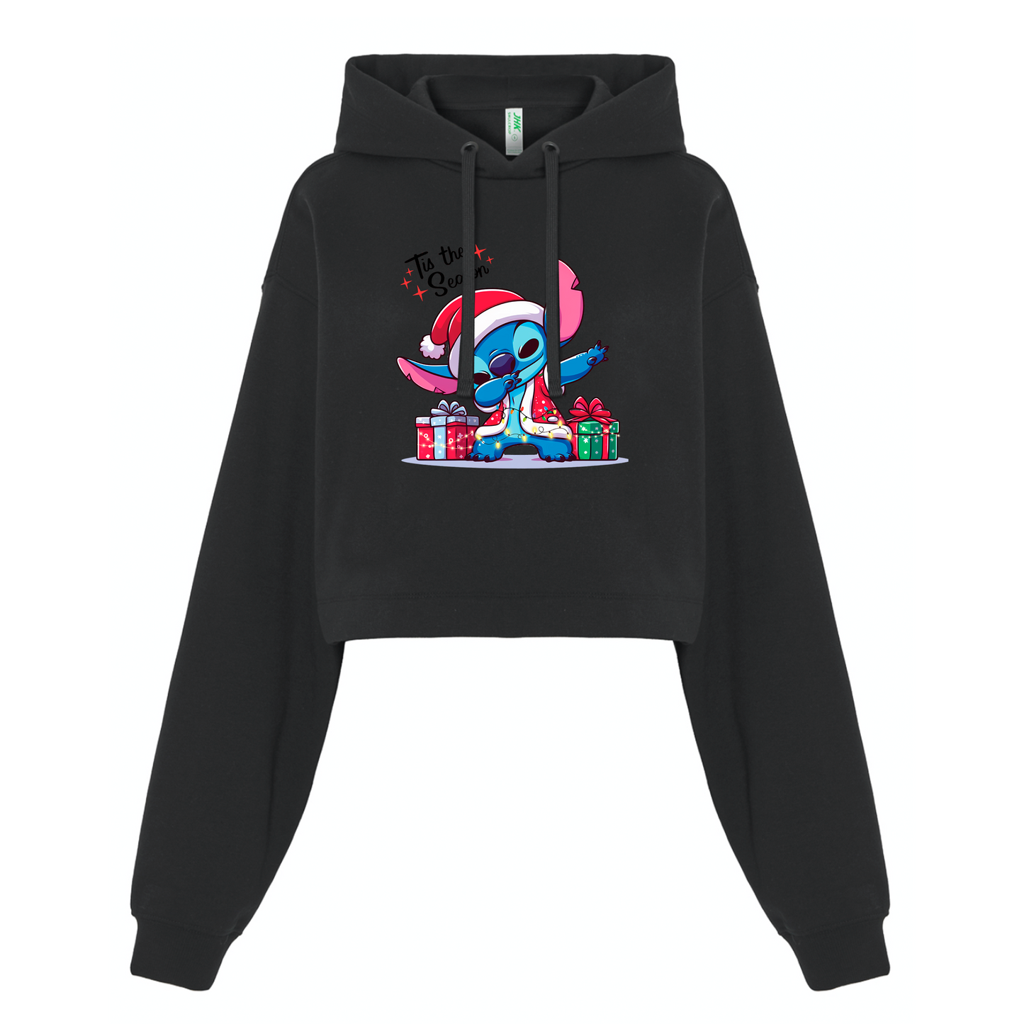 Sudadera crop negra ''Stitch Santa''